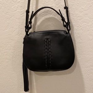 All Saints Black Leather Crossbody Bag